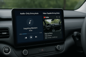 Android Automotive apps, Driving mode Android car, Google in-car media, Android Auto video update, Android car system 2025, Audio-only car apps, Video apps Android Automotive